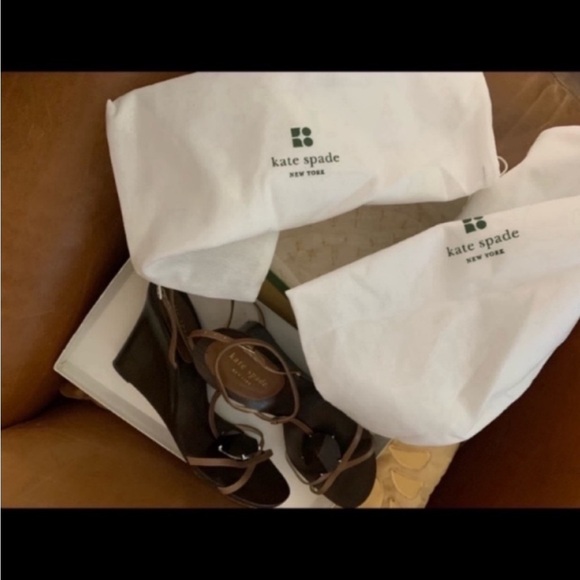 Kate Spade shoes sandals calfskin leather brown with gemstone size 8 - Picture 7 of 11